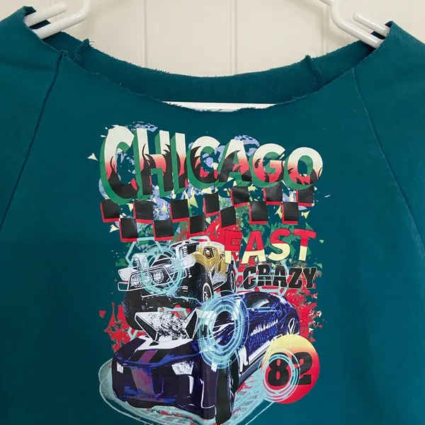 EUC | Women’s cropped off shoulder long sleeve car decal‎ top medium - Image 2