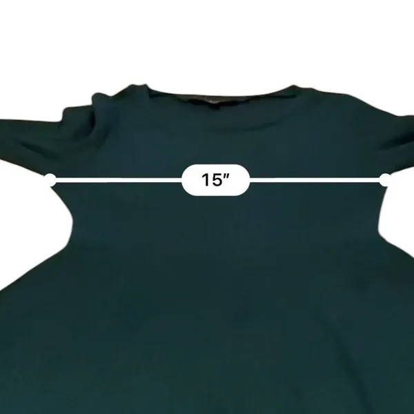 Lulus‎ Hunter Green Ribbed Knit Fit Flare Skater Dress Womens Small Long Sleeve - Image 10
