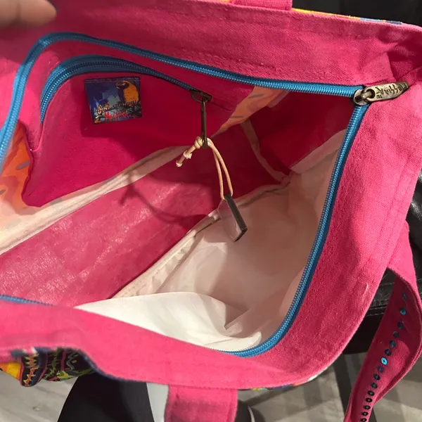 Bright Pink Multicolor Canvas Tote - Image 10