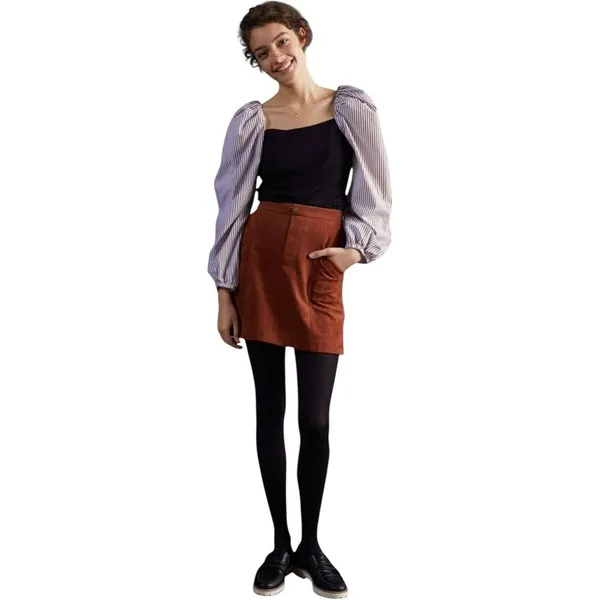 NWT Anthropologie Maeve Open Back Puff Sleeved Blouse Brown Stripes / Black‎ SP - Image 2