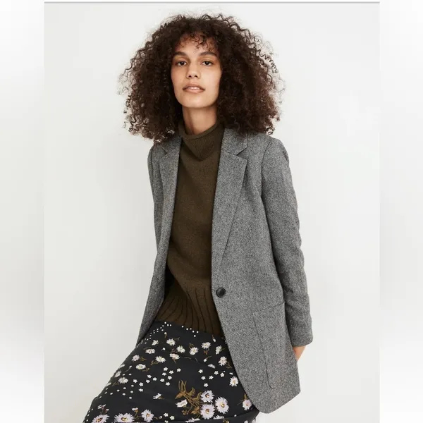 Madewell Larson Herringbone Blazer XXL - Image 2
