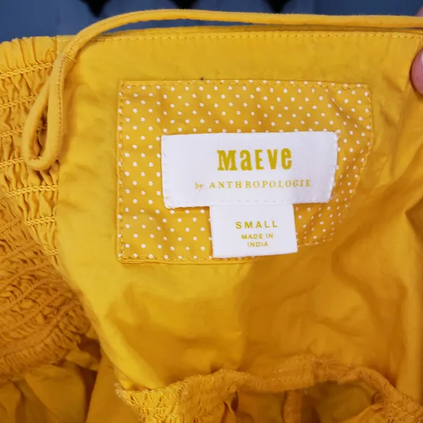 Maeve Anthropologie Yellow Babydoll Mini Dress Size S - Image 3