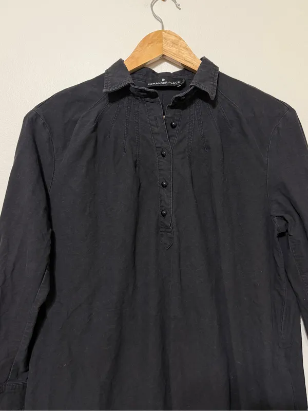 Tuckernuck X Pomander Place Black Polly Pop Collar Relaxed Shirt Dress Small - Image 4