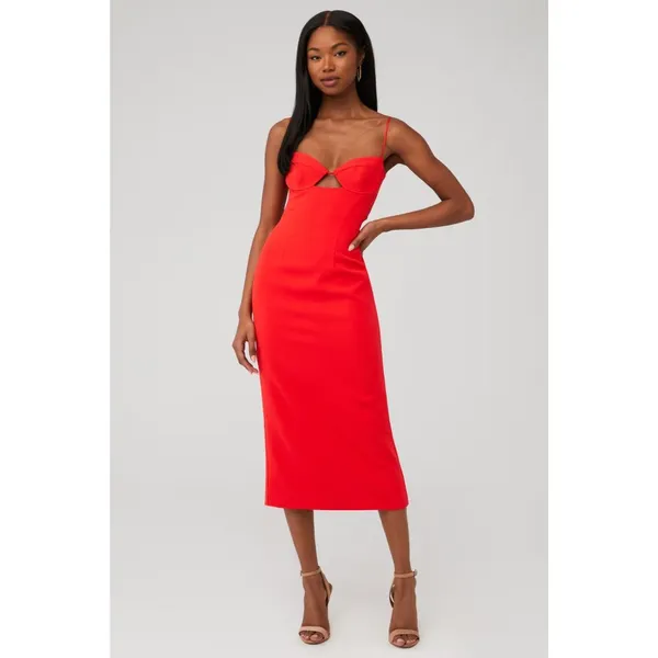 Bardot Vienna Midi Dress in Flame Orange 2 New Womens Cut out Cocktail - Image 11