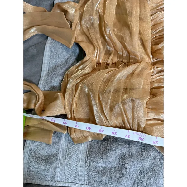 NWT Lulus Small Gold Radiant Arrival‎ Shiny Gold Organza Tiered Tie-Strap Maxi - Image 6