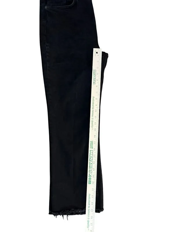 Zara Womens 10 Black Cropped Straight Leg Jeans Raw Hem High Rise Used - Image 8