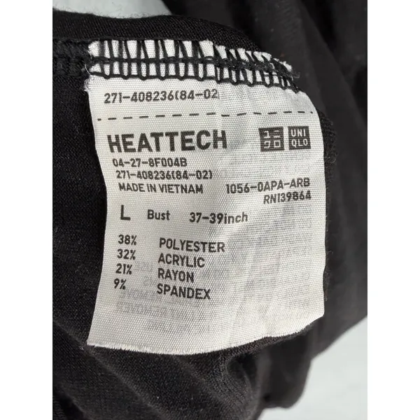 Uniqlo Womens Heattech Thermal Base Layer Long Sleeve Scoop Neck Black Large - Image 3