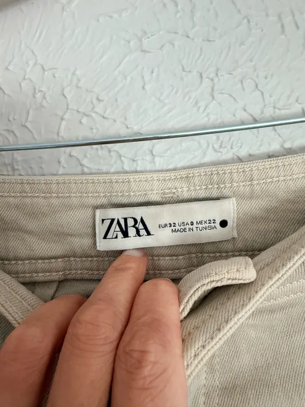 Zara marine cut off raw hem cropped khaki tan cargo wide leg pants 0 - Image 9