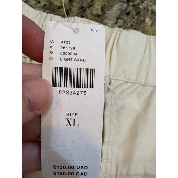 Anthropologie Mare Mare Curved-Hem Chino Pants Wide Leg Light Sand Size XL - Image 7