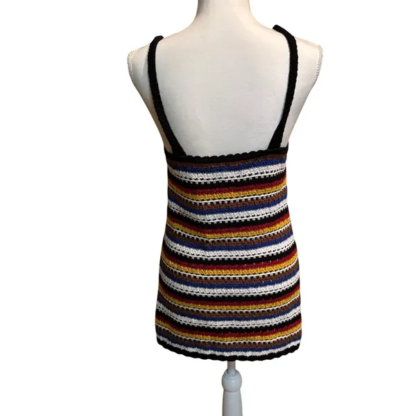 Zara Women's‎ Striped Crochet Mini Dress Wide Strap Size Small - Image 2