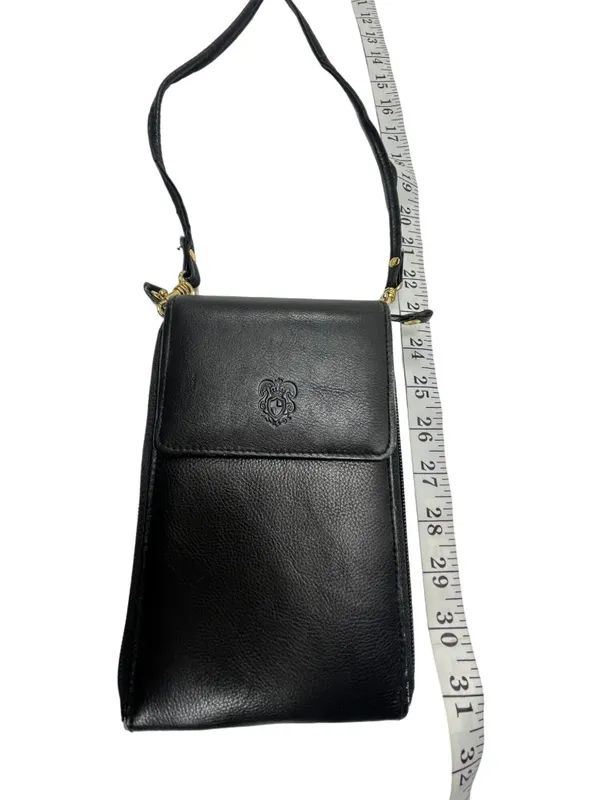 Black Leather Crossbody Bag With Adjustable Strap & Multiple Pockets 39I Size 8 - Image 6