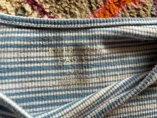Blue Striped American Eagle Baby Tee - Image 8