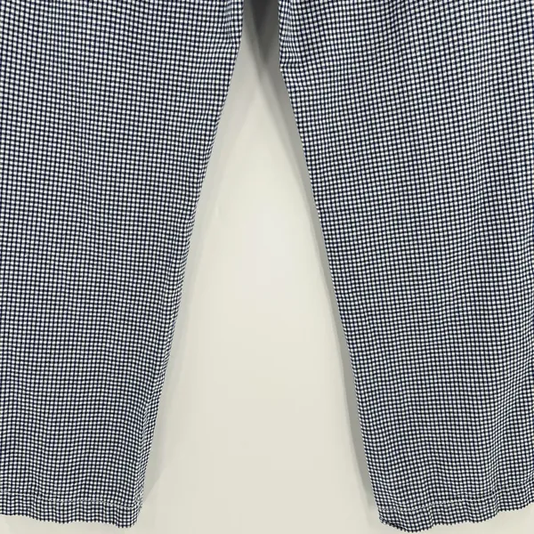 Free People Kate Gingham‎ Pants Navy White 100% Cotton Straight Leg Size Medium - Image 8