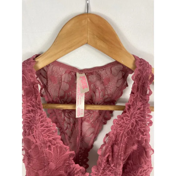 VS Pink Dark Pink Lace Bralette Size Small - Image 2