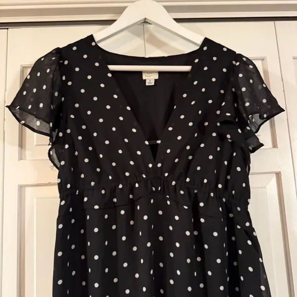 A New Day NWT polka dot chiffon ruffle sleeve maxi dress small - Image 4
