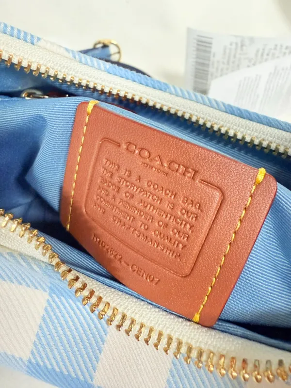 coach Emily Shoulder Bag With Gingham Print And Charm cen07 - Image 6