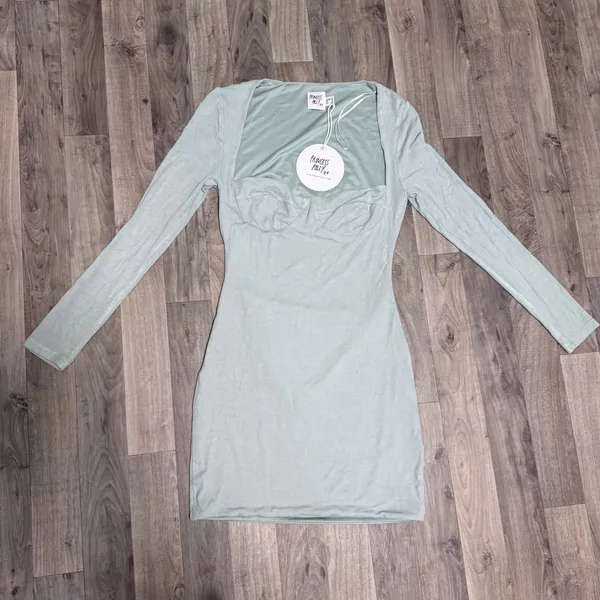 Princess Polly Javier Sage Green Long Sleeve Corset Mini Dress 6 NWT - Image 2