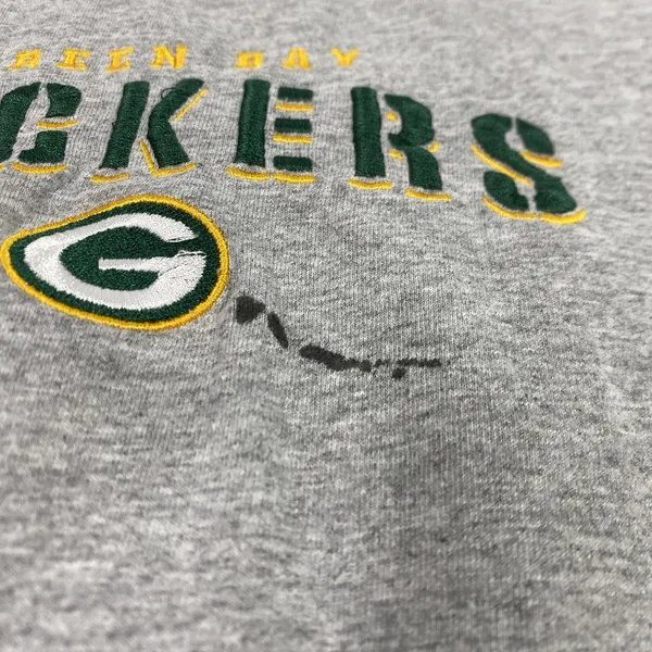 Green Bay Packers Shirt Mens Gray NFL Football Long Sleeve Crewneck Embroidered - Image 3