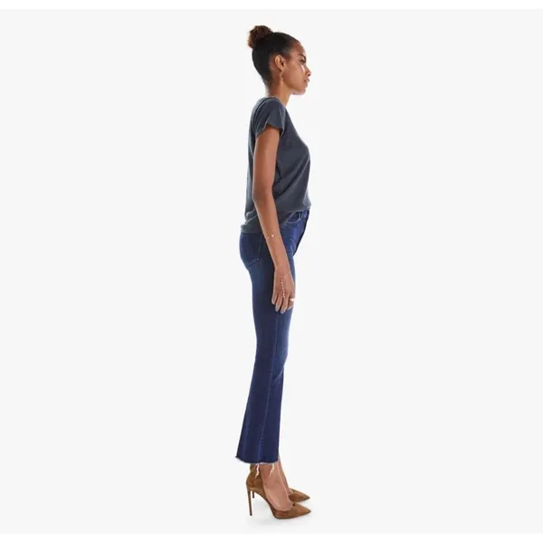 Mother The Hustler Ankle Fray Jeans High Rise‎ Flare Freebird Dark Blue Wash 26 - Image 2