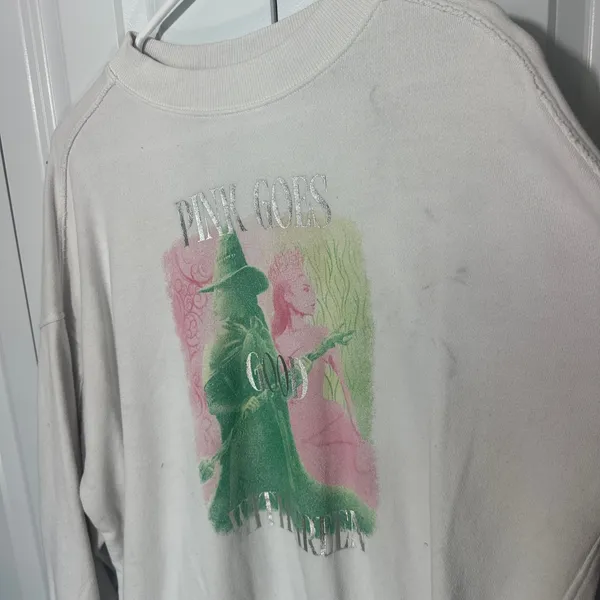 Aerie Wicked Sweatshirt‎ Womens XS White Pink Goes Good With Green Crewneck - Image 2