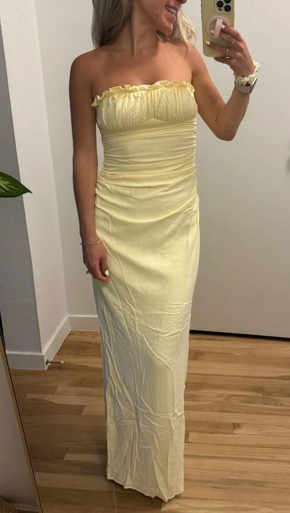 Peppermayo - Xena Gathered Maxi Dress - Yellow - Image 5
