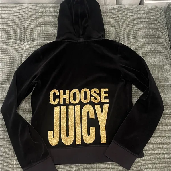 Juicy Couture Black Velour Hoodie - Image 3