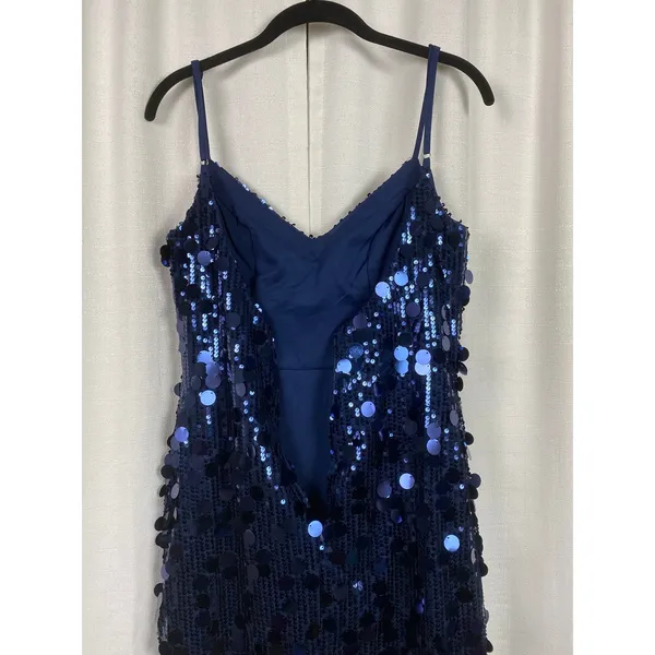 Stacees Dark Navy Sequin Mini Dress Sz.8 NWT Blue - Image 10