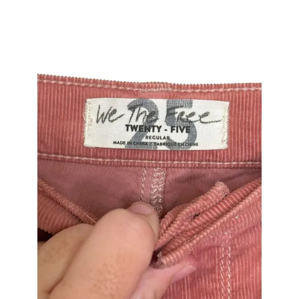 We The Free People Women's Pants Mid-Rise‎ Skinny Corduroy Raw Hem Brown 25 NWT - Image 5