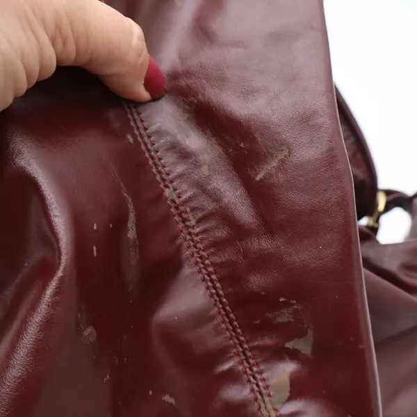 Unbranded Hobo Bag Womens OS Slouchy Burgundy Leather Large Zip Top Good - Image 6