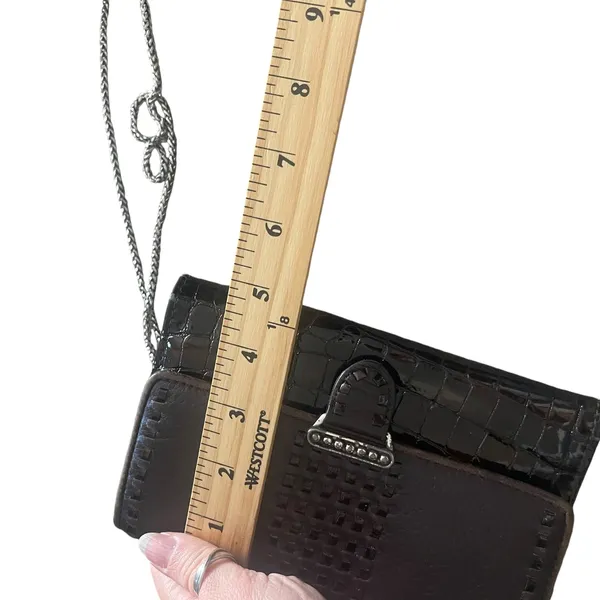 Brighton Vintage Y2k Crocodile Embossed Leather Clutch Wallet‎ W Chain - Image 11