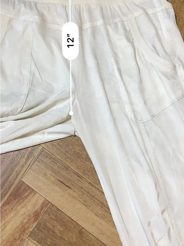 Marrakech Silky Jogger Pants Large Cream Lightweight Relaxed Pull On - Image 14