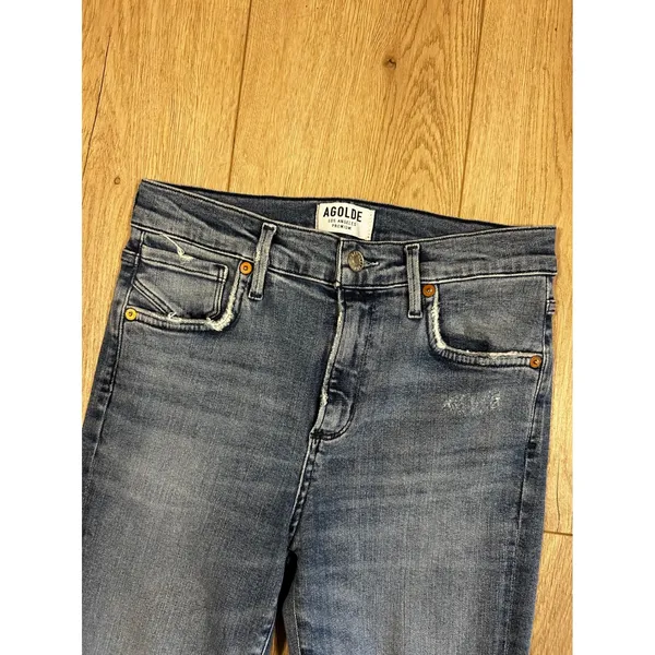 AGOLDE Sophie High Rise Skinny Distressed Jeans Medium Blue A018-843 Size 26 - Image 2
