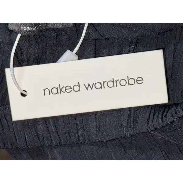 NWT Naked Wardrobe Black Crinkled Pleated Wide Leg Pants Womens Size L Large NEW - Image 6