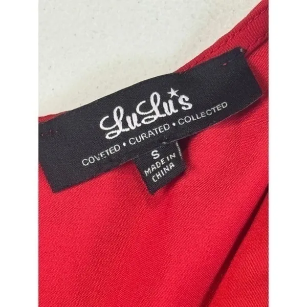 LuLu's Red Fit and Flare Dress V-Neck 3/4 Sleeve Party Cocktail Size S‎ - Image 10