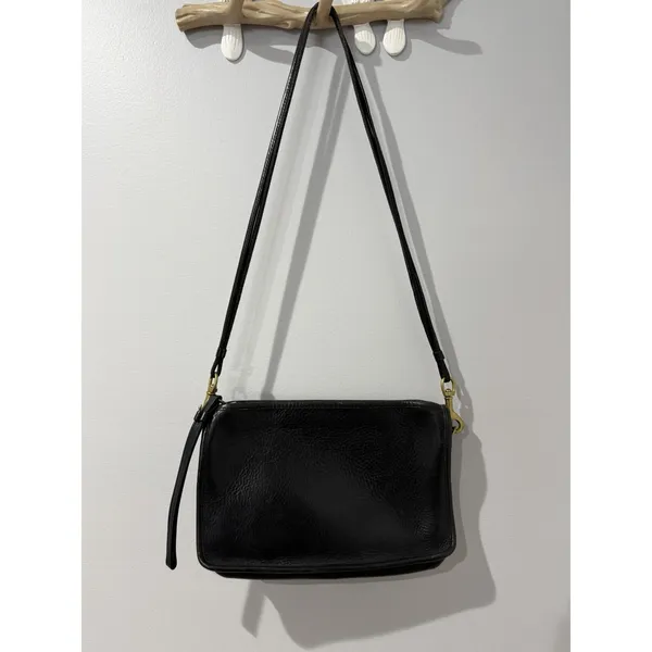 VTG Coach 70's Basic Bag Made in NYC USA Black Leather Clutch Wristlet Crossbody - Image 2