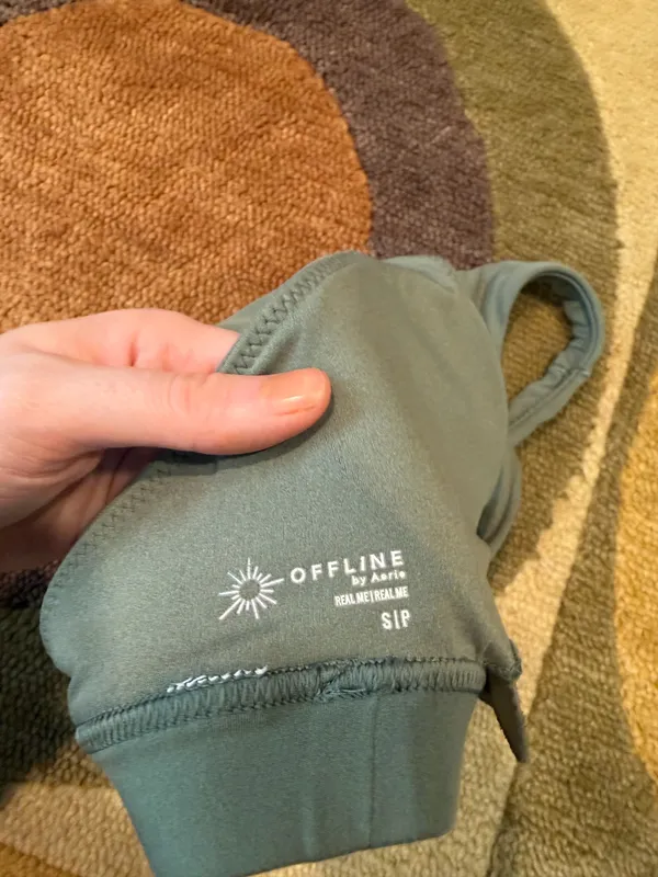 Offline by Aerie Real Me Sports Bra Removable Padding Olive Green Size Small - Image 3