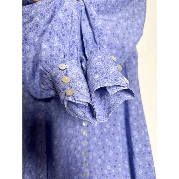Realisation Par The Vivienne Blue Floral 100% Silk Midi Dress L - Image 6