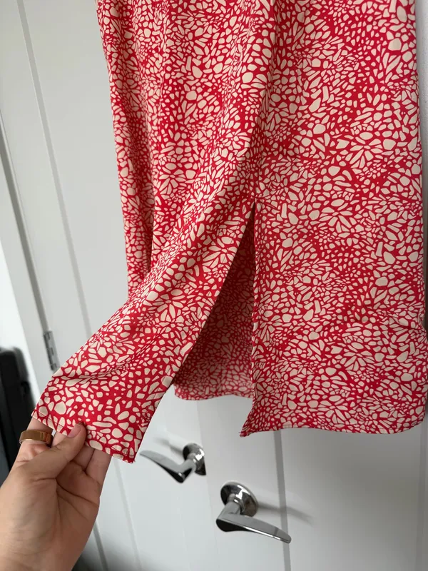 LOFT Petites Red & Cream Floral Midi Skirt - 2P - Image 3