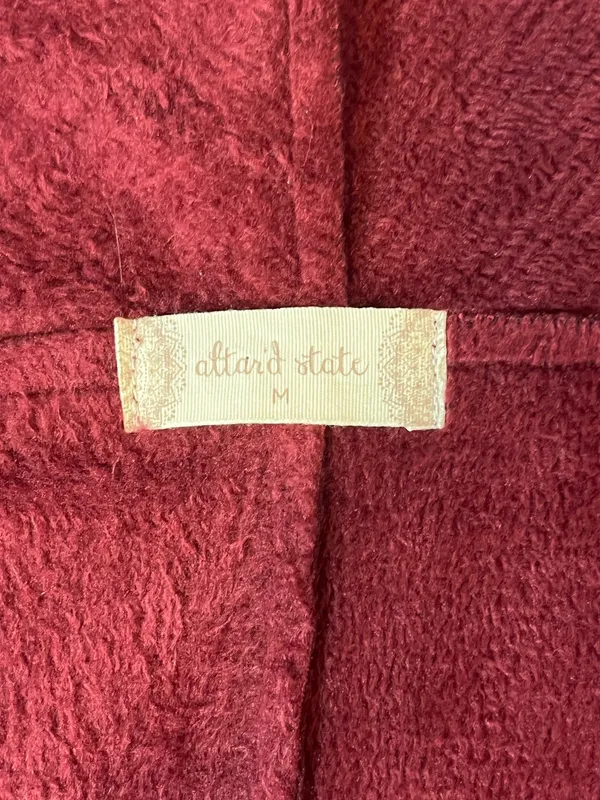 Altar'd State Burgundy Faux Fur Hooded Vest Sleeveless Open Cardigan Size M NWT - Image 10
