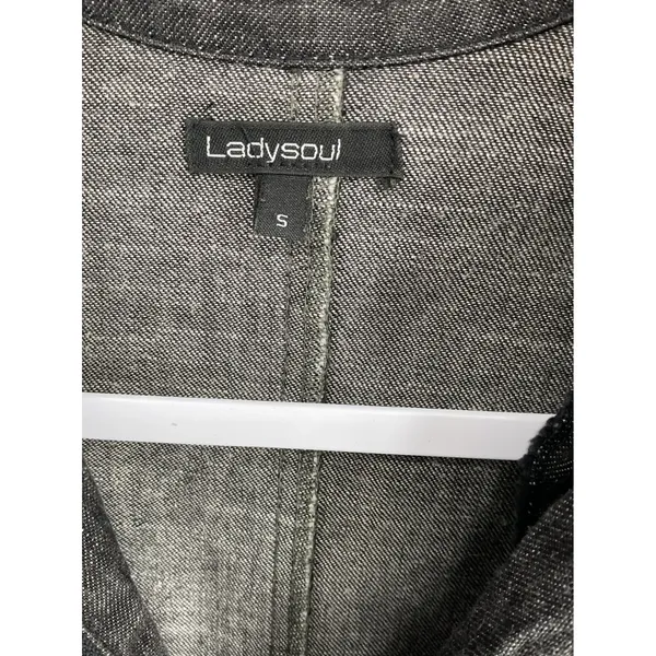 Ladysoul Womens Tunic Top Black Denim Quarter Zip Side Zips Small - Image 4