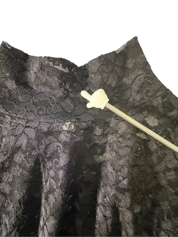 Moda International Black Lace Mock Neck Top M Sheer Long Sleeve Y2K Goth Grunge - Image 10