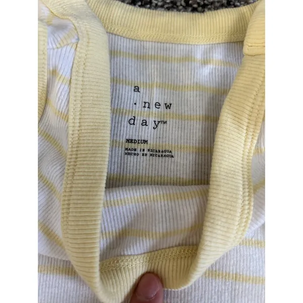 A New Day yellow and white striped sleeveless tank top M - Image 2