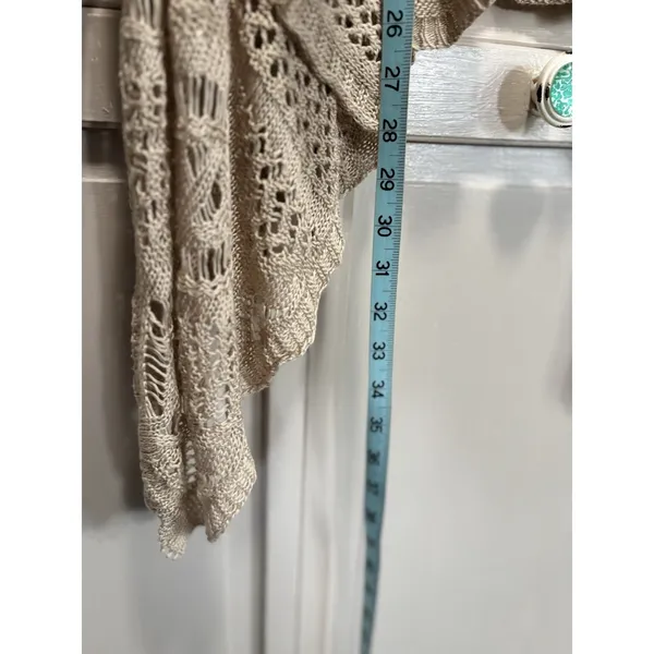 Deb Beige Open‎ Knit Shawl Neck Open Cardigan Long Sleeve Size Large Boho - Image 4