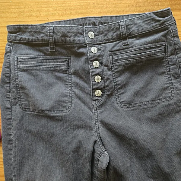American Eagle Corduroy Flare Pants Gray Stretch Button Fly Women’s 14 Short Y2K - Image 8