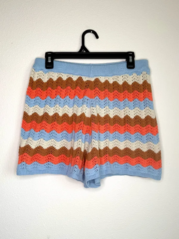 Rip Curl Women's Santorini Sun Crochet Shorts Striped Crochet Knit High-Waist - Image 6