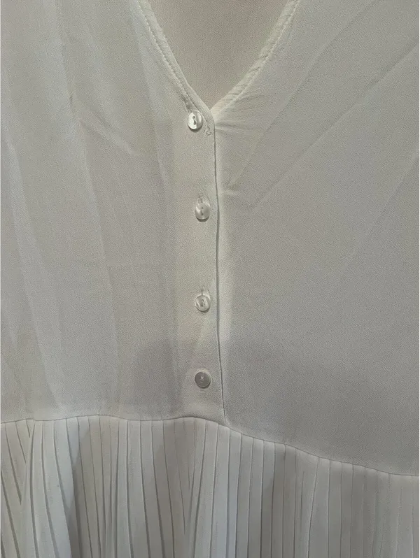 Zara‎ White Pleated Tiered Tunic Blouse Size M - Image 4
