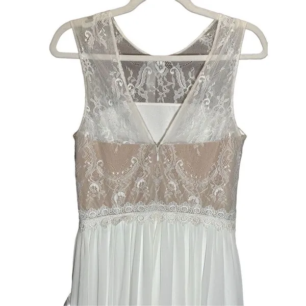 NEW Dress the Population gorgeous flowy white tan wedding formal dress sz S‎ - Image 5