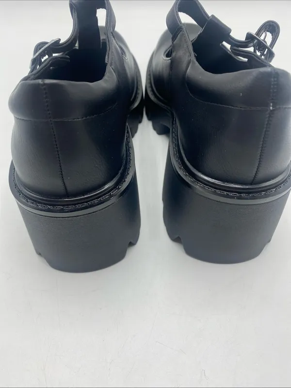 Chunky Heel Mary Jane Platform Shoes T Strap Buckle Black 6 Goth Baby Doll - Image 6