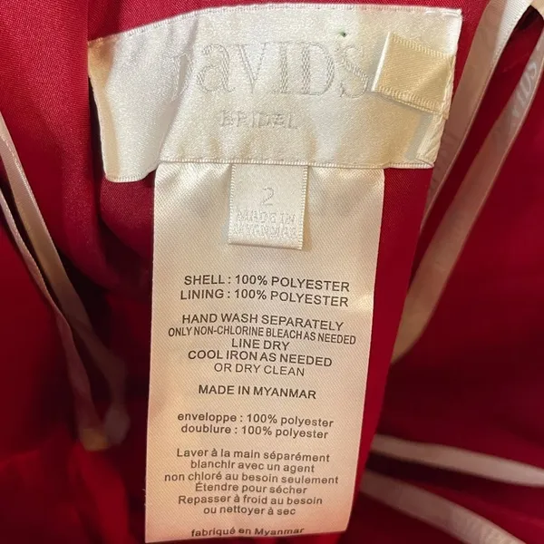 David's Bridal Strapless‎ Dress Red - Image 7