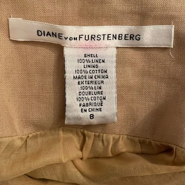 Diane Von Furstenberg DVF PAQUERITA Linen Mini Skirt Womens Size 8 Beige Tan - Image 2